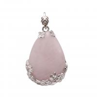 Gemstone Zinc Alloy Pendants, with Gemstone, silver color plated & Unisex 