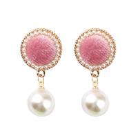 Plastic Pearl Zinc Alloy Earring, with ABS Plastic Pearl, gold color plated, Korean style & for woman 