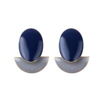 Enamel Zinc Alloy Stud Earring, sterling silver post pin, gold color plated, Korean style & for woman 