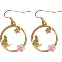 Resin Zinc Alloy Earring, with Resin, gold color plated & for woman 