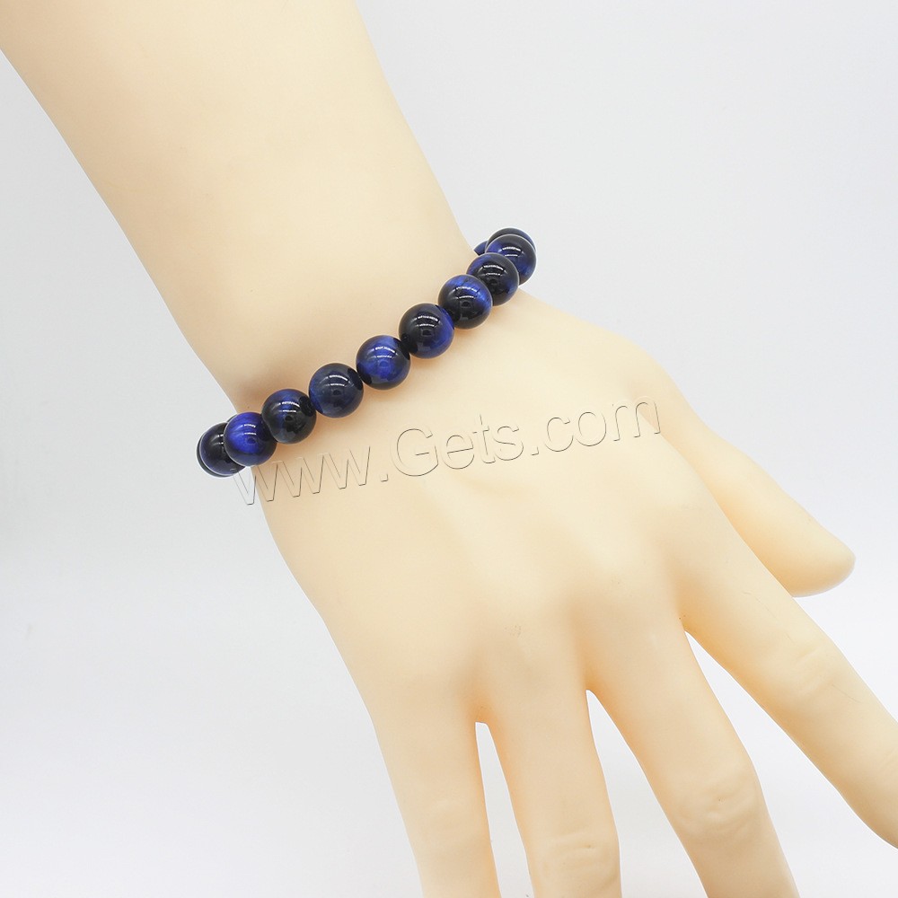 Bracelets en pierres oeil de tigre, Rond, naturel, unisexe & normes différentes pour le choix, bleu, Longueur:Environ 7 pouce, Vendu par PC