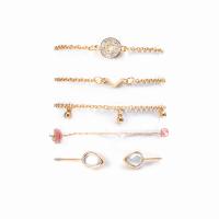 Zinc Alloy Bracelet Set, bangle & bracelet, Geometrical Pattern, gold color plated, for woman & hollow, 59mmuff0c54mmuff0c64mm 