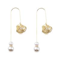 Plastic Pearl Zinc Alloy Earring, with ABS Plastic Pearl, gold color plated & for woman & with rhinestone, lead & cadmium free 
