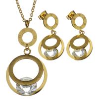 Fashion Stainless Steel Jewelry Sets, earring & necklace, 47mm 2mm,30mm Approx 17 Inch 