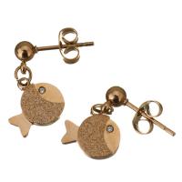 Stainless Steel Drop Earring, Fish, 16mm 