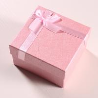Cardboard Watch Box, Paper, with ribbon bowknot decoration, pink 