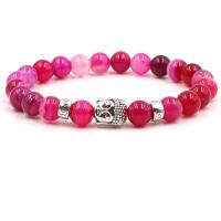 Gemstone Bracelets, with Zinc Alloy, Buddha, silver color plated & Unisex, 8mm Approx 7.5 Inch 