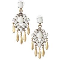 Resin Zinc Alloy Earring, with Resin, gold color plated, for woman, white 