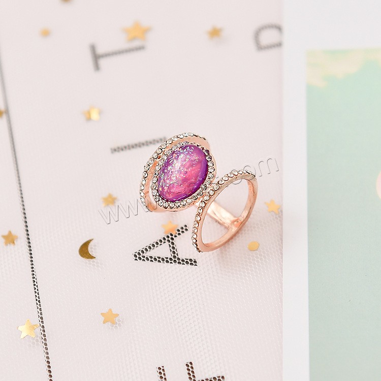 Anillo de dedo de aleación de Zinc, con Piedra lunar, chapado, diverso tamaño para la opción & para mujer & con diamantes de imitación, más colores para la opción, Vendido por UD