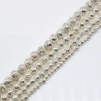 Natural Lava Beads, plated Approx 1mm 