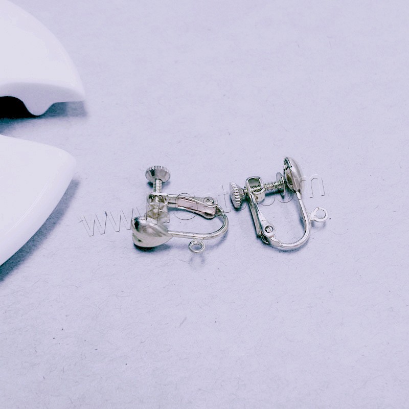 Messing Ohrbrisure auf Ohrringe Zubehör, Herz, plattiert, verschiedene Größen vorhanden, 10PCs/Tasche, verkauft von Tasche