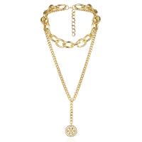 Zinc Alloy Necklace, with aluminum chain, with 3inch extender chain, gold color plated, With Pendant & multilayer & twist oval chain & oval chain & for woman, golden, 27mm Approx 16 Inch 