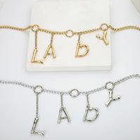 Body Chain Jewelry, Iron, Alphabet Letter, plated, With Pendant & adjustable & twist oval chain & for woman Approx 31 Inch 