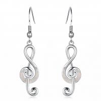 Zinc Alloy Drop Earring, with Opal, Music Note, for woman 29mm 