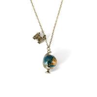 Copper Alloy Sweater Necklace, Globe, gold color plated, for woman, golden Approx 27 Inch 