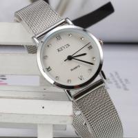 Stainless Steel Watch Bracelet, with zinc alloy dial & Glass, Chinese movement, silver color plated & for couple Approx 8 Inch 