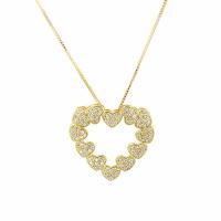 Brass Heart Pendants, plated, micro pave cubic zirconia & for woman nickel, lead & cadmium free, 27mmx25mm 