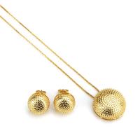 Brass Jewelry Set, Stud Earring & pendant, Round, plated, for woman nickel, lead & cadmium free, 21.5mm,14mm 