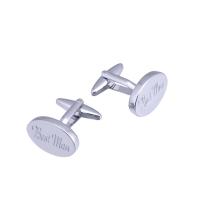 Brass Cufflinks, plated, durable & Unisex & with letter pattern, silver color 