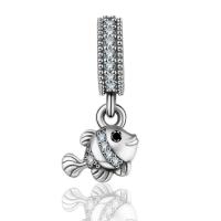 Sterling Silver Animal Pendants, 925 Sterling Silver, Fish, for woman, 19.5mmx10mm 