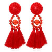Fashion Tassel Earring, Zinc Alloy, gold color plated, folk style & for woman 