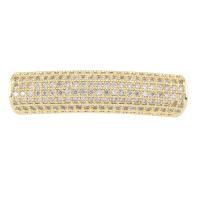Brass Curved Tube Beads, gold color plated, micro pave cubic zirconia Approx 5mm 