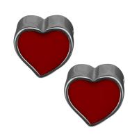 Stainless Steel Large Hole Beads, Heart, original color Approx 5.5mm 