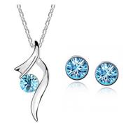 Rhinestone Zinc Alloy Jewelry Set, Stud Earring & necklace, stainless steel post pin, with 100mm extender chain, platinum color plated, for woman & with rhinestone 7mm Approx 15.7 Inch 