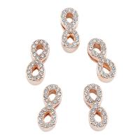 Zinc Alloy Spacer Bar, Infinity, rose gold color plated, with rhinestone Approx 