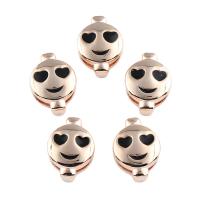Zinc Alloy Spacer Bar, Smiling Face, rose gold color plated, enamel Approx 