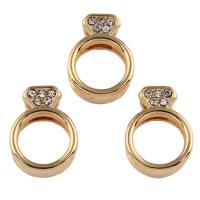 Barrita Separadora de Aleación de Zinc, forma de anillo, chapado en color dorado, con diamantes de imitación, 11x14x5mm, agujero:aproximado 2x10mm, Vendido por UD