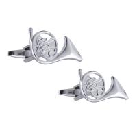 Brass Cufflinks, Musical Instrument, silver color plated, silver color 