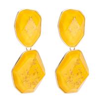 Acetat-Blatt Tropfen Ohrring, mit Zinklegierung, Geometrisches Muster, goldfarben plattiert, für Frau, keine, 73x23mm, verkauft von PC