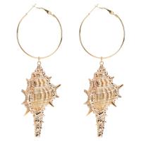 Zinc Alloy Drop Earring, Shell, platinum color plated, for woman, gold 