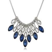 Rhinestone Zinc Alloy Necklace, with Rhinestone, Geometrical Pattern, platinum color plated, for woman 45mm 