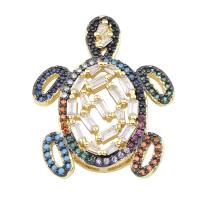 Brass Cabochon Settings, Turtle, gold color plated, micro pave cubic zirconia 