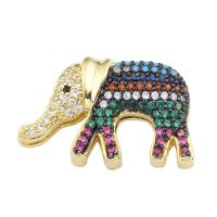 Brass Cabochon Settings, Elephant, gold color plated, micro pave cubic zirconia 