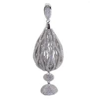 Brass Cabochon, platinum color plated, micro pave cubic zirconia & hollow Approx 