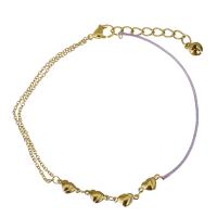 Stainless Steel Chain Bracelets, with 1.5inch extender chain, purple 1mm,1.5mm Approx 9 Inch 