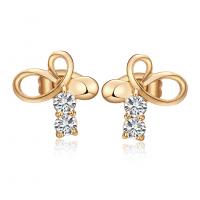 Cubic Zirconia Micro Pave Brass Earring, Bowknot, gold color plated, micro pave cubic zirconia & for woman, nickel, lead & cadmium free, 12mmx12mm 