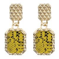Zinc Alloy Drop Earring, Octagon, gold color plated, for woman & snakeskin pattern 75*32mm 