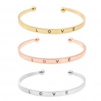 Zinc Alloy Cuff Bangle, plated, with letter pattern & for woman Inner Approx 62mm 
