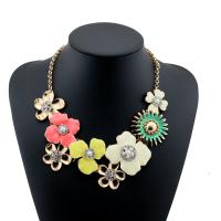 Rhinestone Zinc Alloy Necklace, Flower, gold color plated, for woman & with rhinestone 400mm Approx 15.7 Inch 