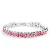Zinc Alloy Rhinestone Bracelets, with Rhinestone, platinum color plated, for woman & with rhinestone Approx 6.50 Inch 