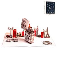 Christmas Greeting Card, Papier, geschnitzt, handgefertigt & 3D-Effekt, farbenfroh, 120x160mm, verkauft von PC