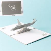 Greeting Card, Paper, Airplane, Carved, handmade & 3D effect & hollow, grey 