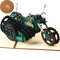 Greeting Card, Paper, Motorcycle, Carved, handmade & 3D effect & hollow, green 
