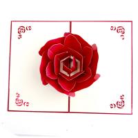 Greeting Card, Paper, Flower, Carved, handmade & 3D effect & hollow, red 