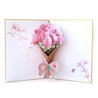 Greeting Card, Paper, Bouquet, Carved, handmade & 3D effect & hollow, golden 