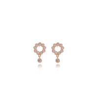 Cubic Zirconia Micro Pave Brass Earring, Flower, plated, micro pave cubic zirconia & for woman nickel, lead & cadmium free, 16.8mmx10.2mm 